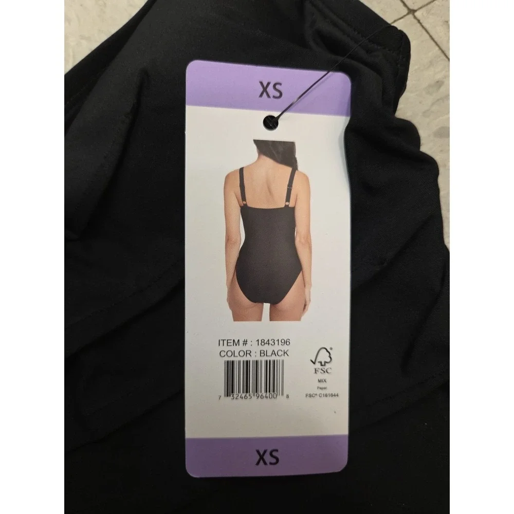 DKNY Women's One-Piece Swimsuit, Black, Size XS - Picture 3 of 3